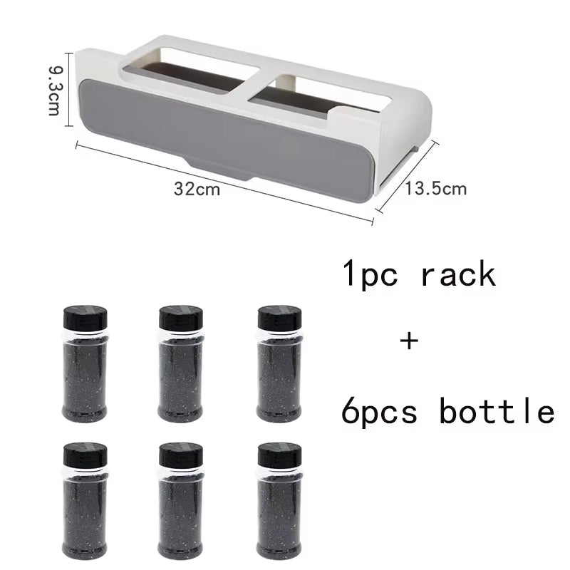 Kitchen Seasoning Bottle Storage Rack Spice Rack Self-Adhesive Wall-Mounted Under-Shelf Spice Organizer Kitchen Storage Rack